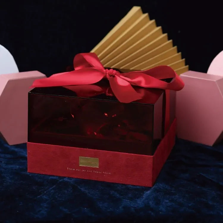 Boite Cadeau en Carton avec Ruban Rouge