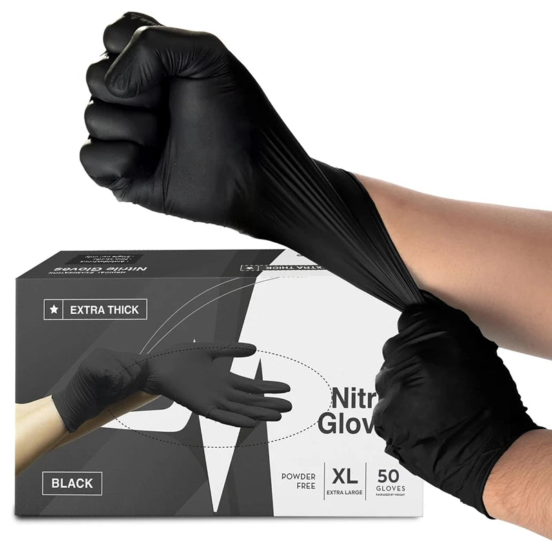 100 Gants Nitrile / Vinyle Noirs